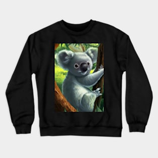 A koala hanging from a tree Crewneck Sweatshirt